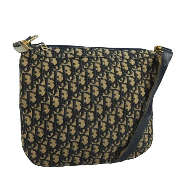 DIOR Trotter Canvas Shoulder Bag Navy Gold - Picture 1 of 16